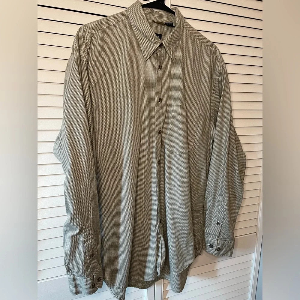 Izod Men’s Houndstooth Long Sleeve Button Down Shirt Size Large Cotton Green - Picture 6 of 16